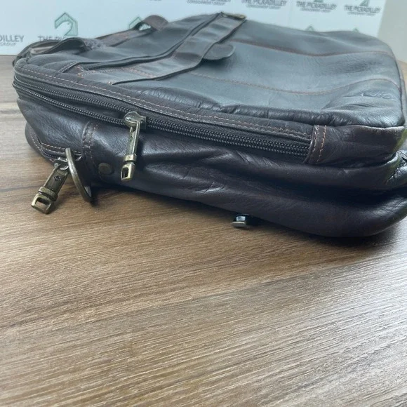 Classic Samsonite Leather Top loader Briefcase Dark Brown Business‎ Work Travel